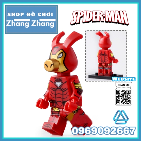 Xếp hình Lego Lợn Spider man Iron man Hulk Ant-man deadpool Captain America Marvel Lego Minifigures Koruit KT1023