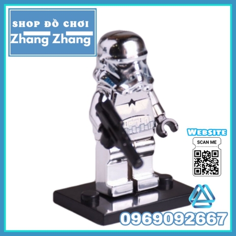 Xếp hình Imperial Stormtrooper mạ Crom bóng trong Star Wars Chiến tranh giữa các vì sao Lego Minifigures POGO PG801