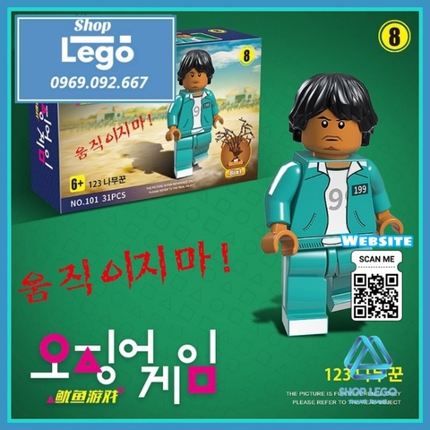 Xếp hình mô hình Trò chơi con mực Squid Game gồm Gi Hoon - Oh Il Nam - Sae Byuk - Ali Lego Minifigures QG101