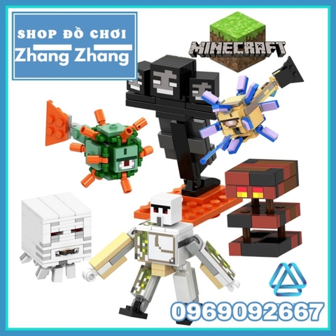 Đồ chơi xếp hình Minecraft trong Mine Blocks gồm Elder Guardian - Iron Golem - Big Magma Cube Minifigures Lele B041 046