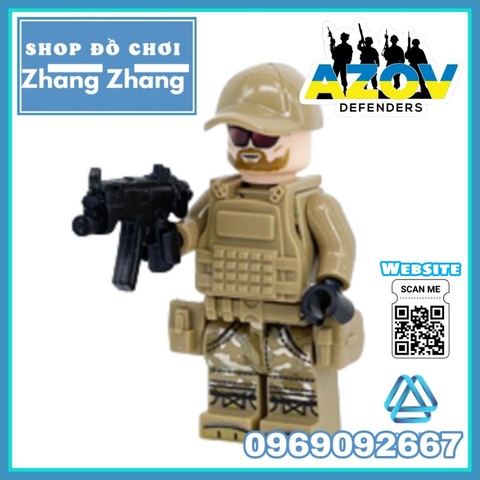 Đồ chơi xếp hình Tiểu đoàn Azov Ukraine chiến đấu với quân đội Nga Minifigures M8019