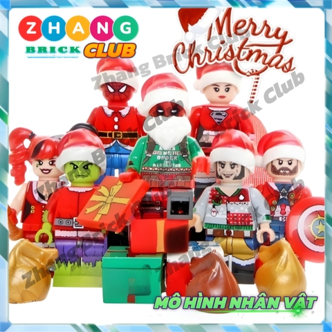 Xếp hình giáng sinh Hulk Deadpool Spider-Man Wolverine Supergirl Groot Marry Christmas Lego Minifigures POGO PG8185