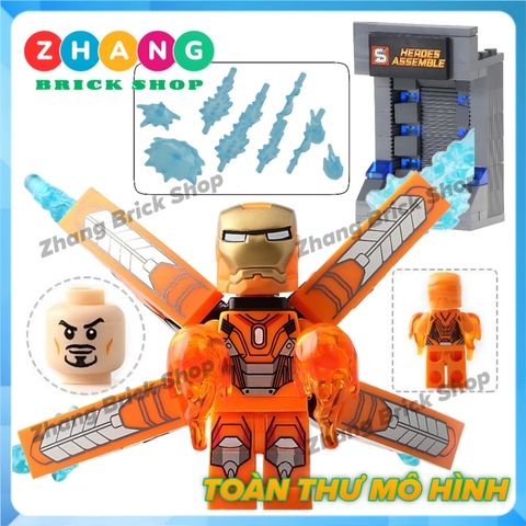 [129 hình] Xếp hình Người sắt Iron man Tủ trưng bày giáp Full Tủ + Hiệu ứng + Cánh) Lego Minifigures SY Sy1169