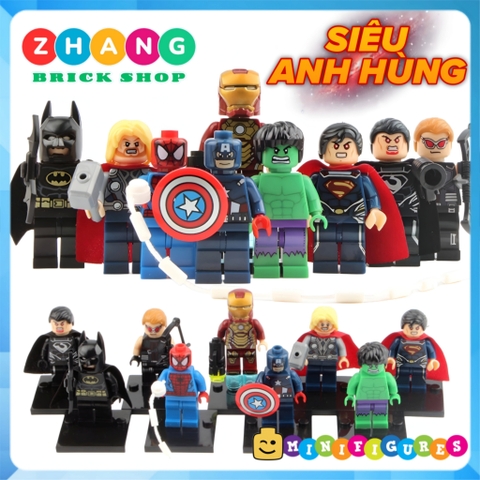 Đồ chơi Xếp hình Captain America gồm Hulk - Spider man - Thor Zod - Hawkeye - Iron man - Batman Minifigures Xinh 001 009