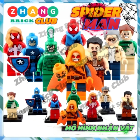Xếp hình Spider-Man Scorpion Sandman Kraven Hobgoblin Stan Lee Captain American Lego Minifigures POGO PG8017