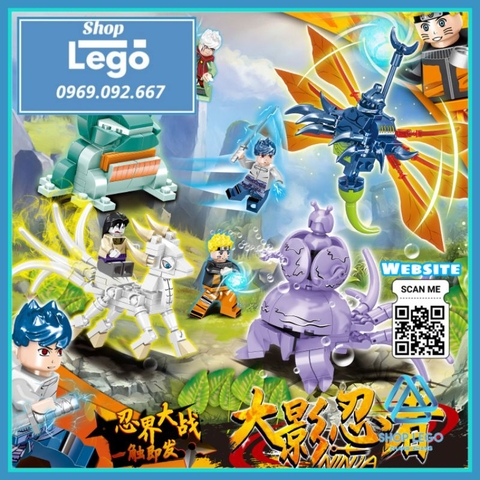 Xếp hình linh thú Gamahiro - Shichibi-Chomei - Gobi-Kokuo - Rokubi-Raijuu trong Naruto Lego Minifigures PRCK 69617