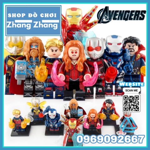 Xếp hình Avenger Thor Captain Marvel Ant man dr Strage  Wasp Scarnet Witch War Machine Iron Man Lego Minifigures Wm6063