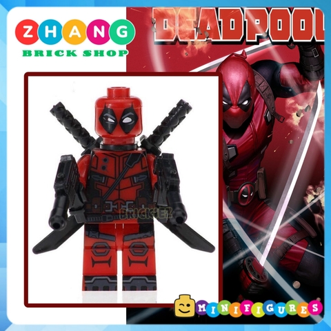 Xếp hình quái nhân Deadpool siêu anh hùng Marvel đầy đủ vũ khí Lego Minifigures Kopf KF271 KF6019