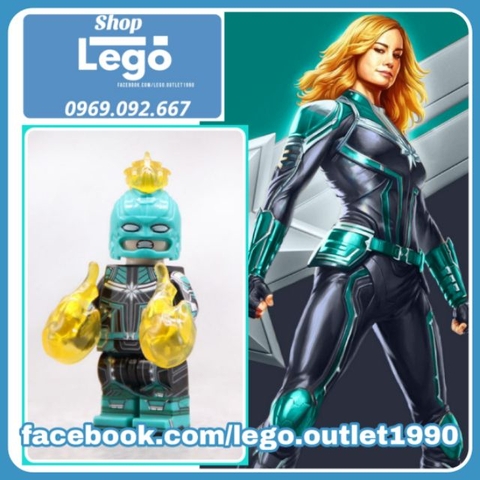 Xếp hình Captain Marvel Giáp Kree Suit ( Mũ giáp+ hiệu ứng lửa) Lego Minifigures Wm wm702