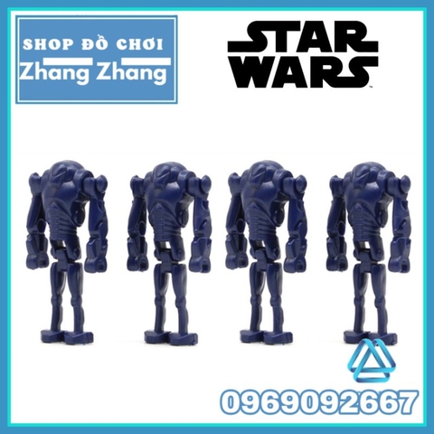 Đồ chơi xếp hình Star Wars Bộ 4 Người máy Super Battle Droid trong chiến tranh các vì sao Minifigures POGO PG2253
