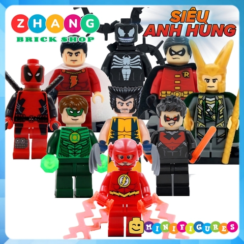 Xếp hình Loki - Robin - Wolverine - shazam - Flash - Nightwing - Venom - Deadpool DC Lego Minifigures Xinh X010 - 018