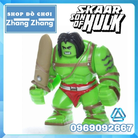 Đồ chơi xếp hình Skaar Son of Hulk người khổng lồ xanh trong Marvel Minifigures Bigfigures POGO PG1801 PG8116