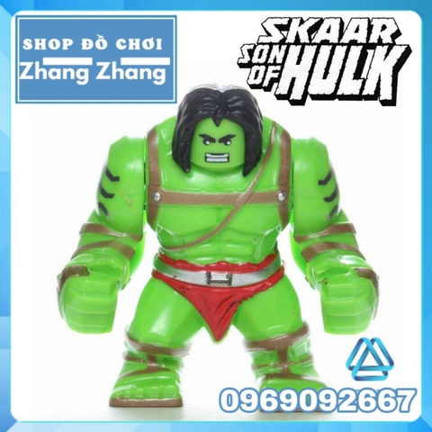 Đồ chơi xếp hình Skaar Son of Hulk người khổng lồ xanh trong Marvel Minifigures Bigfigures POGO PG1801 PG8116