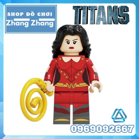 Đồ chơi Xếp hình Biệt đội Titans Superboy Dove Hawk Aqualad Wonder Girl Raven Robin Beast Boy Minifigures Kopf KF6114