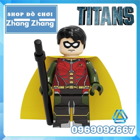 Đồ chơi Xếp hình Biệt đội Titans Superboy Dove Hawk Aqualad Wonder Girl Raven Robin Beast Boy Minifigures Kopf KF6114