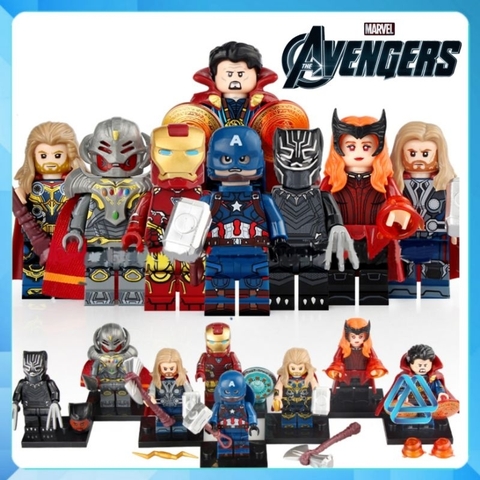 Đồ chơi xếp hình Ultron - Wanda Captain America - Thor Thần sấm Dortor Strage Iron Man Black Panther Minifigures TV6201