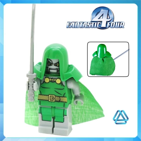 Đồ chơi xếp hình Fantastic 4 bộ tứ siêu đẳng Dortor Doom Pyro Spider Man Human Touch The Thing Minifigures Jinrun JR136