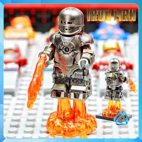 Đồ chơi xếp hình lắp ráp Người sắt Iron Man MK1 Mark 1 mạ ánh màu crom cao cấp của tiến sĩ Tony Stark Minifigures CQ01