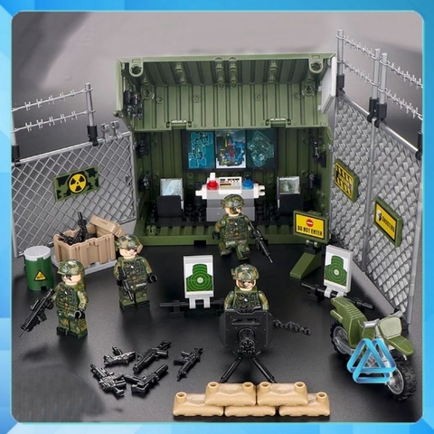 Đồ chơi xếp hình Trại dã chiến tác chiến điện tử quân đội cảnh sát Minifigures J775