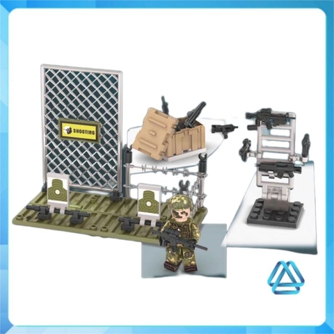 Đồ chơi xếp hình Trại dã chiến tác chiến điện tử quân đội cảnh sát Minifigures J775