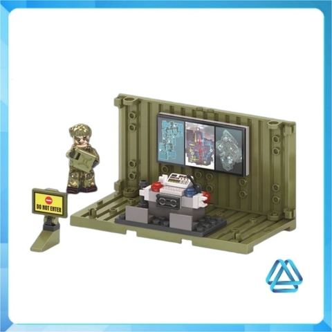 Đồ chơi xếp hình Trại dã chiến tác chiến điện tử quân đội cảnh sát Minifigures J775