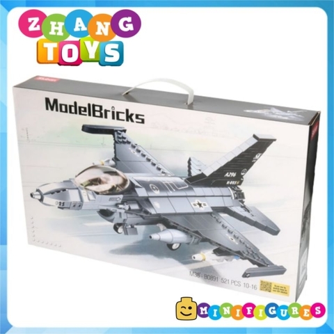 Đồ chơi xếp hình máy bay tiêm kích đa năng chiến đấu cơ F-16C chim cắt lắp ráp 512 mảnh Minifigures Sluban M38-B0891