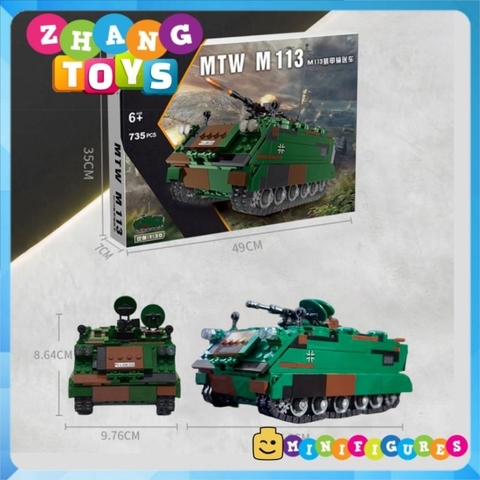 Đồ chơi xếp hình xe thiết giáp chở quân M113 lắp ráp gồm 735 mảnh ghép Minifigures Xingbao 06050 XB06050