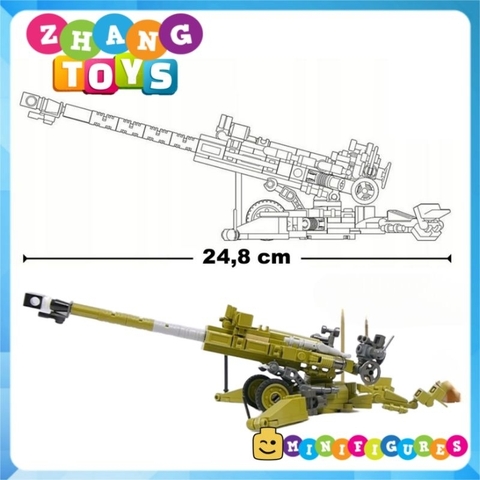 Đồ chơi xếp hình lựu pháo M777 lắp ráp gồm 258 mảnh ghép Minifigures Sluban M38-0890