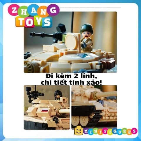 Đồ chơi xếp hình Xe tăng T-72B3 hoặc T-72M1 lắp ráp gồm 770 mảnh ghép Minifigures Sluban M38-B1011