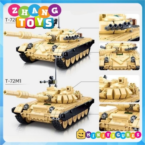 Đồ chơi xếp hình Xe tăng T-72B3 hoặc T-72M1 lắp ráp gồm 770 mảnh ghép Minifigures Sluban M38-B1011