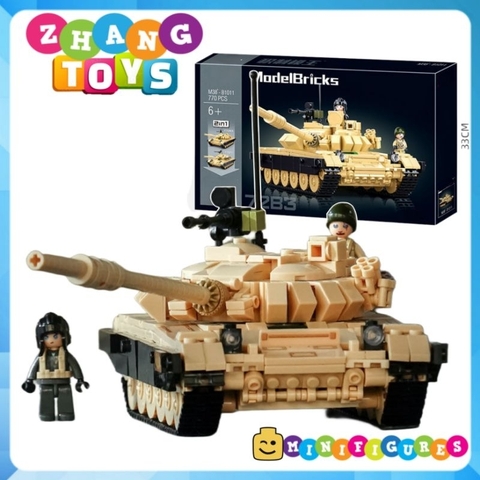 Đồ chơi xếp hình Xe tăng T-72B3 hoặc T-72M1 lắp ráp gồm 770 mảnh ghép Minifigures Sluban M38-B1011