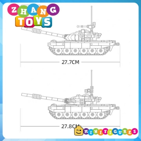 Đồ chơi xếp hình Xe tăng T-72B3 hoặc T-72M1 lắp ráp gồm 770 mảnh ghép Minifigures Sluban M38-B1011