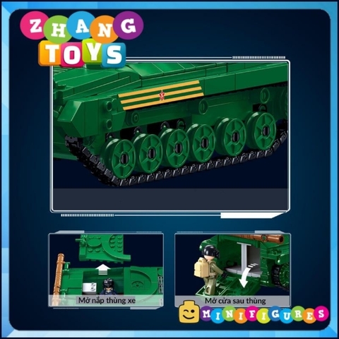Đồ chơi xếp hình xe Tăng thiết giáp bộ binh BMP-2 lắp ráp 738 mảnh ghép Minifigures Sluban MB38-1136