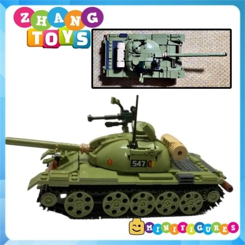 Đồ chơi xếp hình xe tăng T54 T55 lắp ráp gồm 603 mảnh ghép Minifigures Sluban MB38-B1135