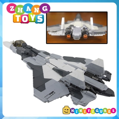 Đồ chơi xếp hình máy bay Tiêm kích Su-57 Flanker lắp ráp gồm 893 mảnh ghép Minifigures Sluban M38-B0986