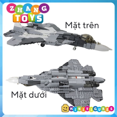 Đồ chơi xếp hình máy bay Tiêm kích Su-57 Flanker lắp ráp gồm 893 mảnh ghép Minifigures Sluban M38-B0986