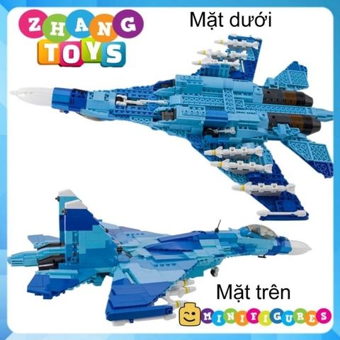 Đồ chơi xếp hình máy bay Tiêm kích Su-27 Flanker Sukhoi lắp ráp 1040 mảnh ghép Minifigures Sluban M38-B0895