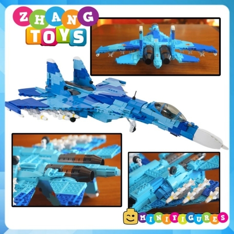 Đồ chơi xếp hình máy bay Tiêm kích Su-27 Flanker Sukhoi lắp ráp 1040 mảnh ghép Minifigures Sluban M38-B0895