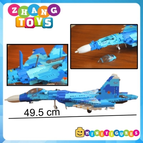 Đồ chơi xếp hình máy bay Tiêm kích Su-27 Flanker Sukhoi lắp ráp 1040 mảnh ghép Minifigures Sluban M38-B0895
