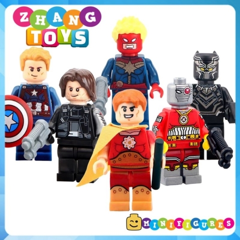 Đồ chơi xếp hình Captain America Black Panther Winter Soldier Hyperion Ms Marvel Deadshot Minifigures POGO PG8003
