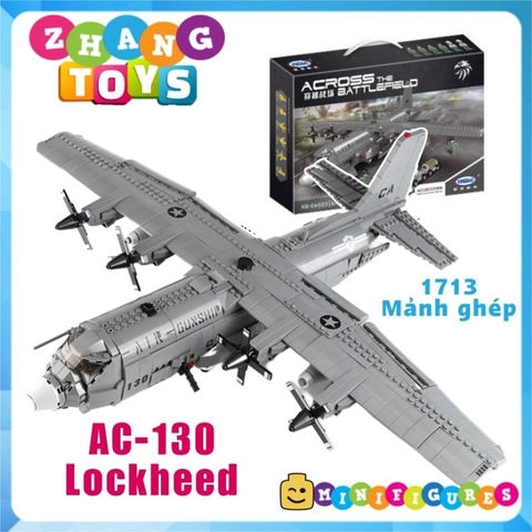 Đồ chơi xếp hình máy bay Vận tải cơ cường kích AC130 Ghostrider Spectre gồm 1718 mảnh ghép Minifigures Xingbao XB06023
