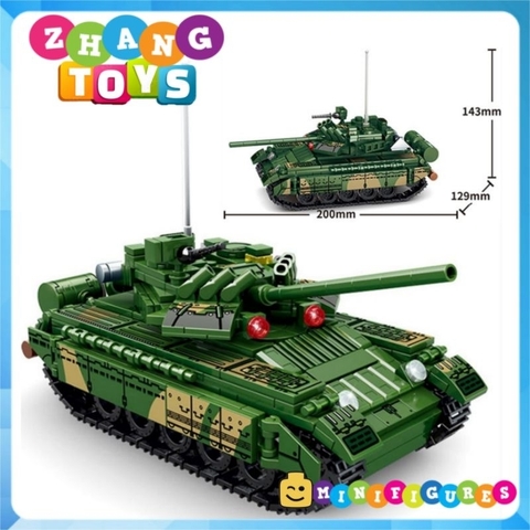 Đồ chơi xếp hình xe tăng T80 U lắp ráp gồm 592 mảnh ghép Minifigures Leyi 66018