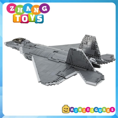 Đồ chơi xếp hình máy bay Tiêm kích F22 Raptor tàng hình gồm 1802 mảnh ghép và 6 Minifigures Mingdi 9002