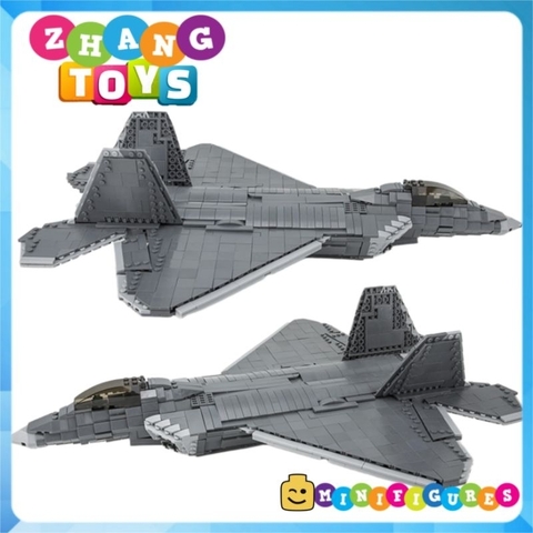 Đồ chơi xếp hình máy bay Tiêm kích F22 Raptor tàng hình gồm 1802 mảnh ghép và 6 Minifigures Mingdi 9002