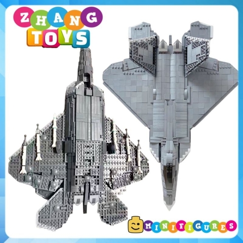 Đồ chơi xếp hình máy bay Tiêm kích F-35 Lightning II dài 44 cm gồm 1355 mảnh ghép Minifigures Mingdi 9003