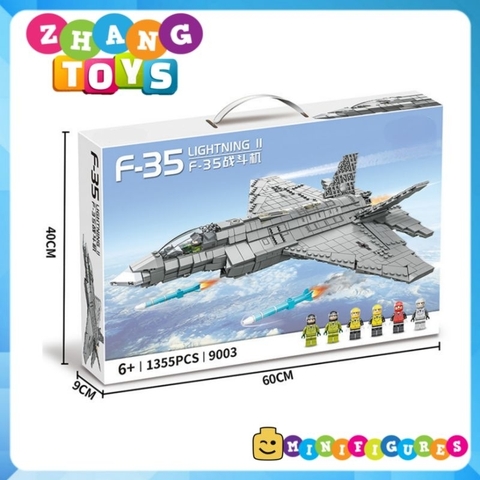 Đồ chơi xếp hình máy bay Tiêm kích F-35 Lightning II dài 44 cm gồm 1355 mảnh ghép Minifigures Mingdi 9003
