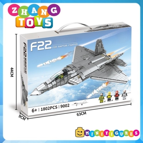 Đồ chơi xếp hình máy bay Tiêm kích F22 Raptor tàng hình gồm 1802 mảnh ghép và 6 Minifigures Mingdi 9002