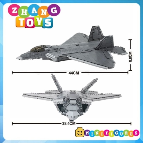 Đồ chơi xếp hình máy bay Tiêm kích F22 Raptor tàng hình gồm 1802 mảnh ghép và 6 Minifigures Mingdi 9002