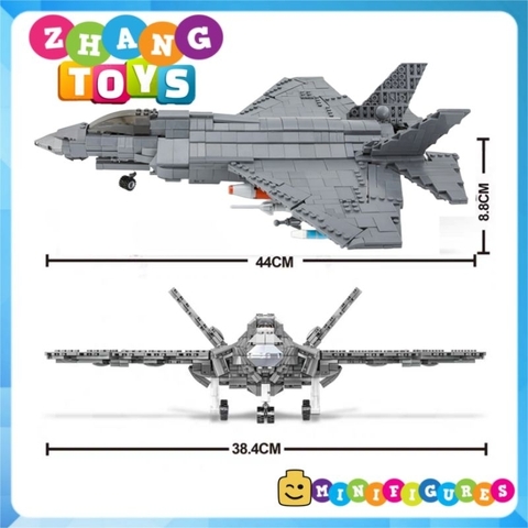 Đồ chơi xếp hình máy bay Tiêm kích F-35 Lightning II dài 44 cm gồm 1355 mảnh ghép Minifigures Mingdi 9003