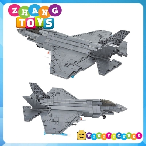 Đồ chơi xếp hình máy bay Tiêm kích F-35 Lightning II dài 44 cm gồm 1355 mảnh ghép Minifigures Mingdi 9003